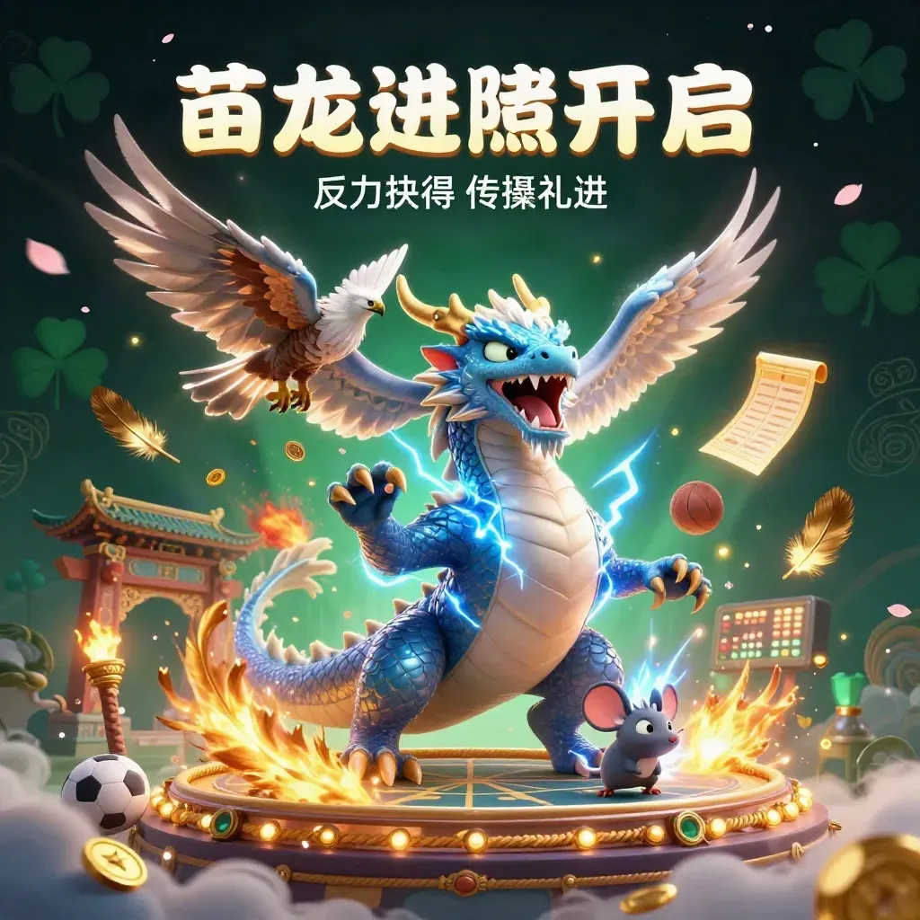 Thunder dragon, hawk, and mouse burst through a temple gate amid gold, lightning, and casino glow.